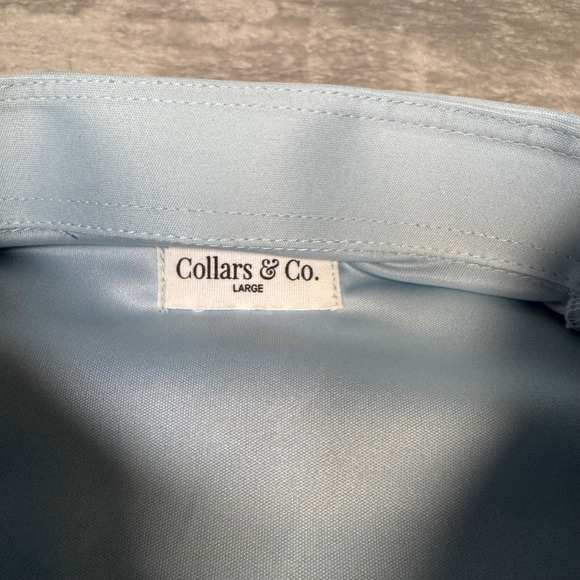 NWOT Collars & Co Mens Light Blue Dress Collar Polo Shirt Large Golf‎ - Picture 2 of 7